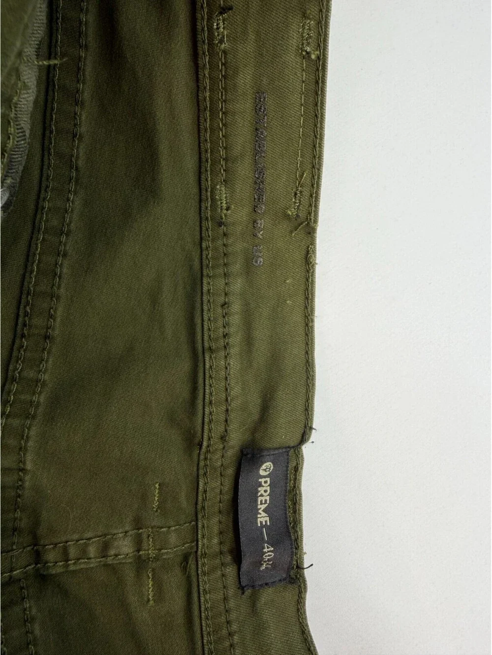 Preme Men's Jeans Straight Mid Rise Denim Cargo Pocket Solid Size 40 Green